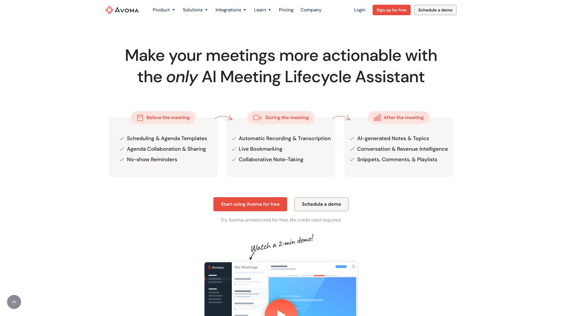 Avoma screenshot