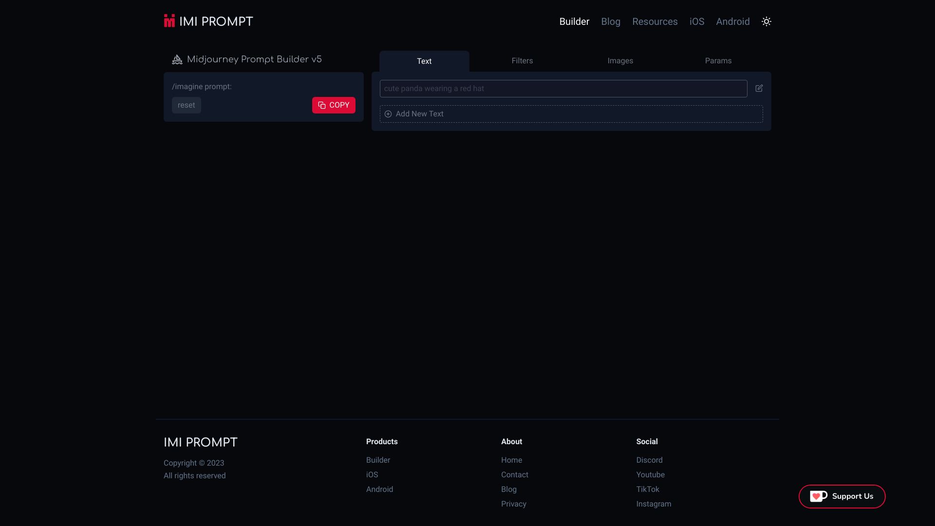 IMI Prompt Builder screenshot