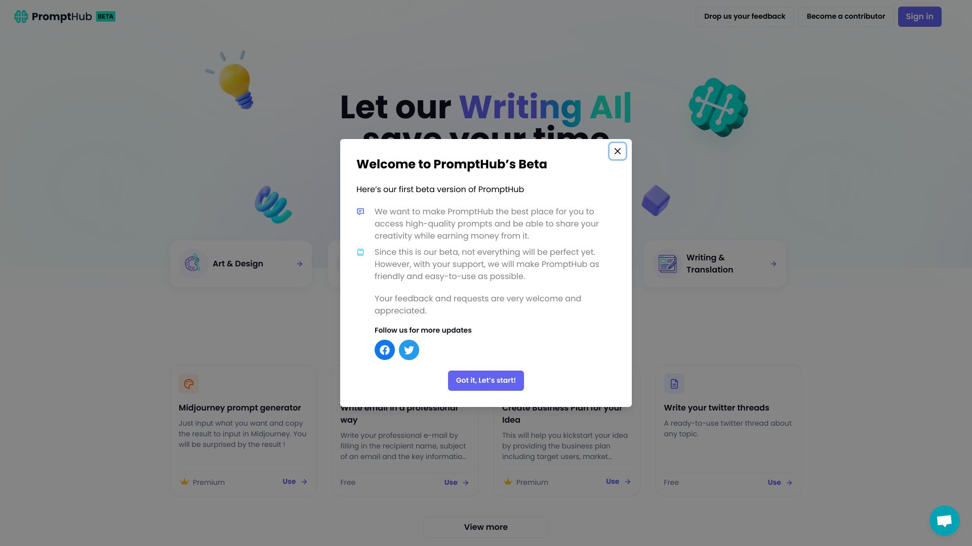 PromptHub screenshot