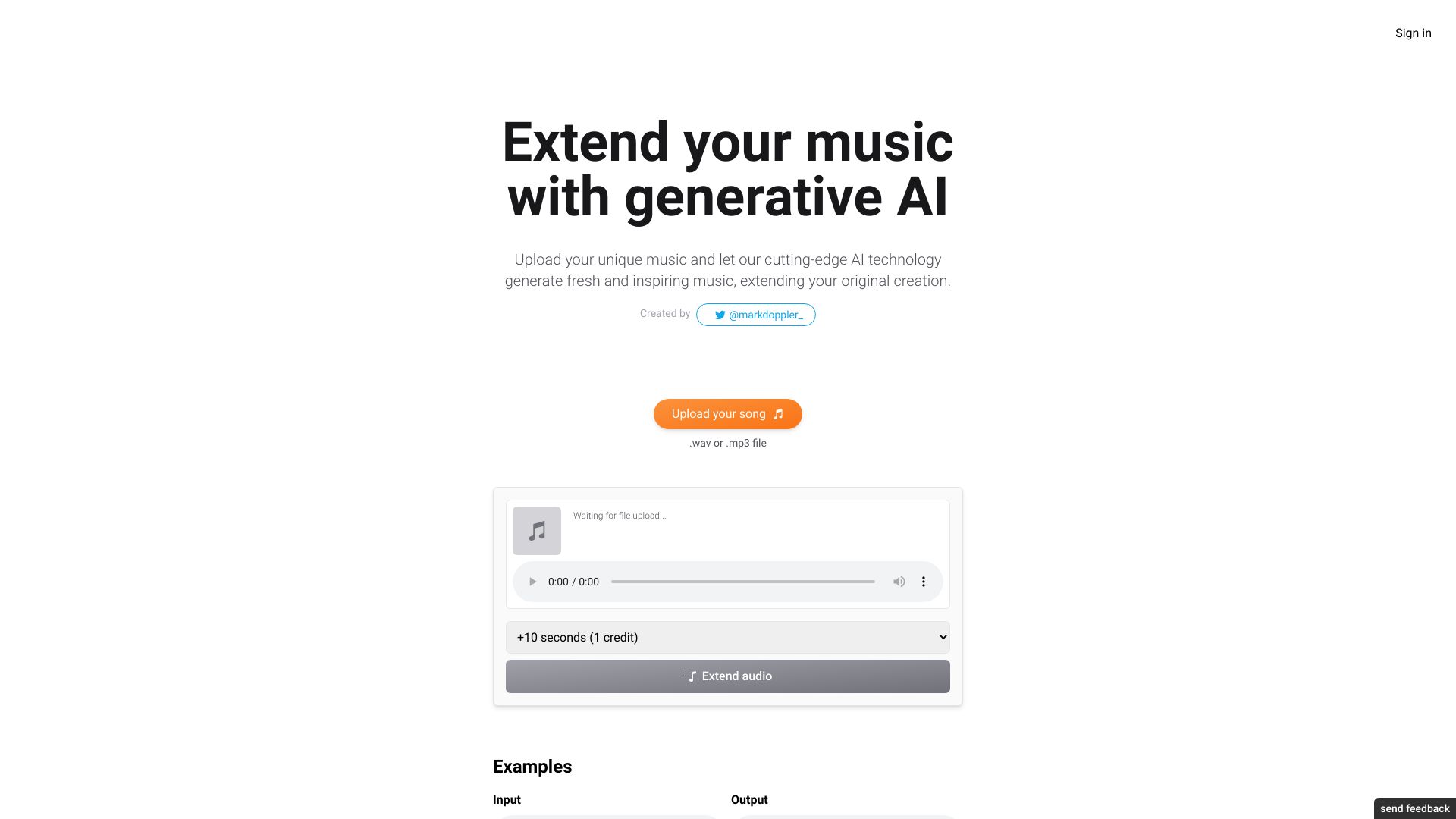 ExtendMusic.AI screenshot