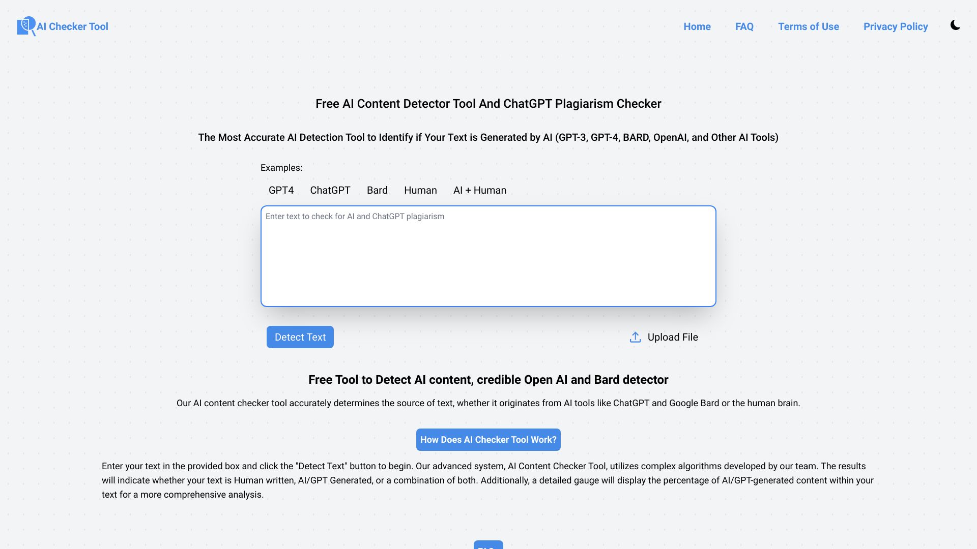 AI Checker Tool screenshot