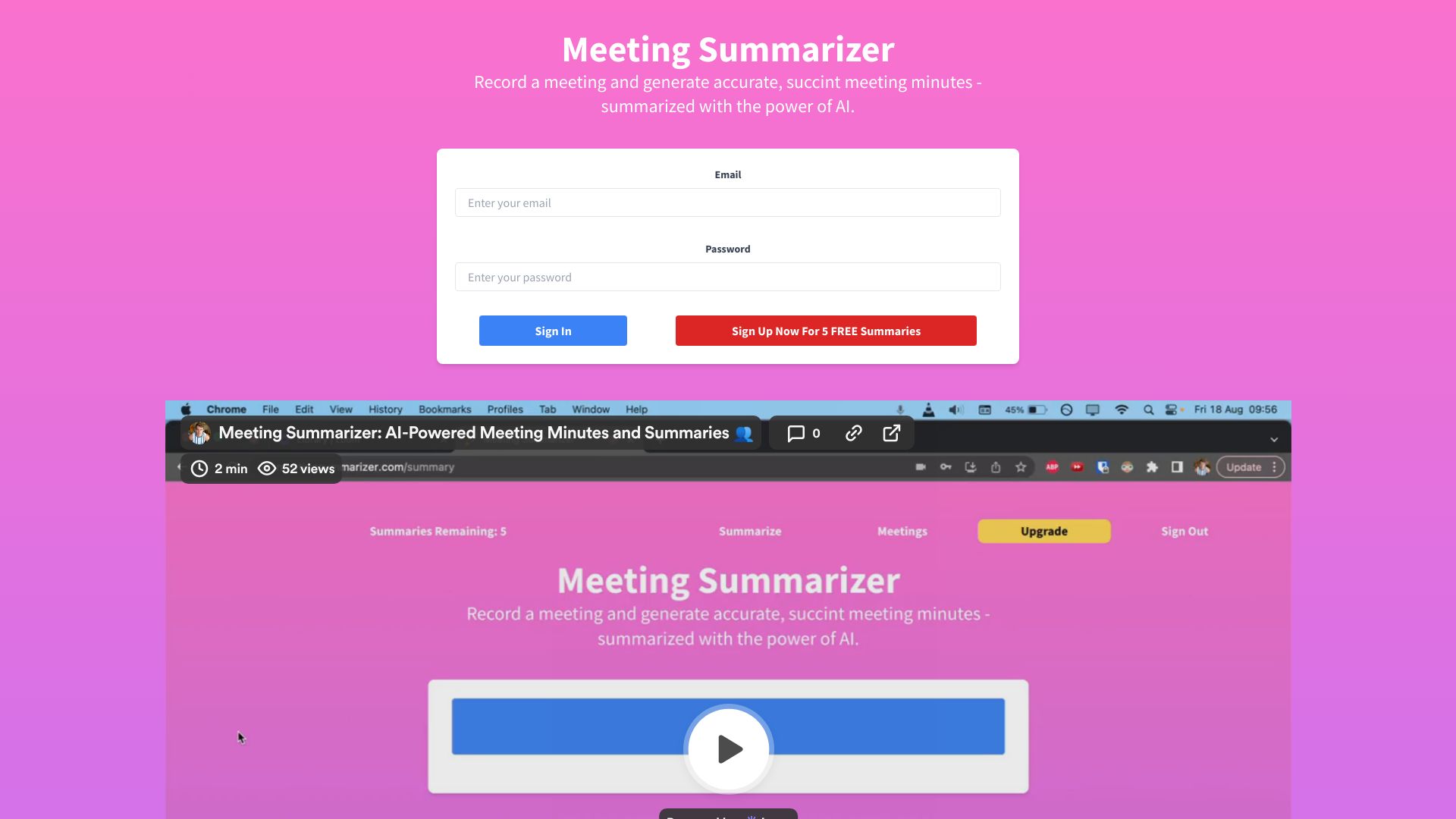 Meeting Summarizer screenshot