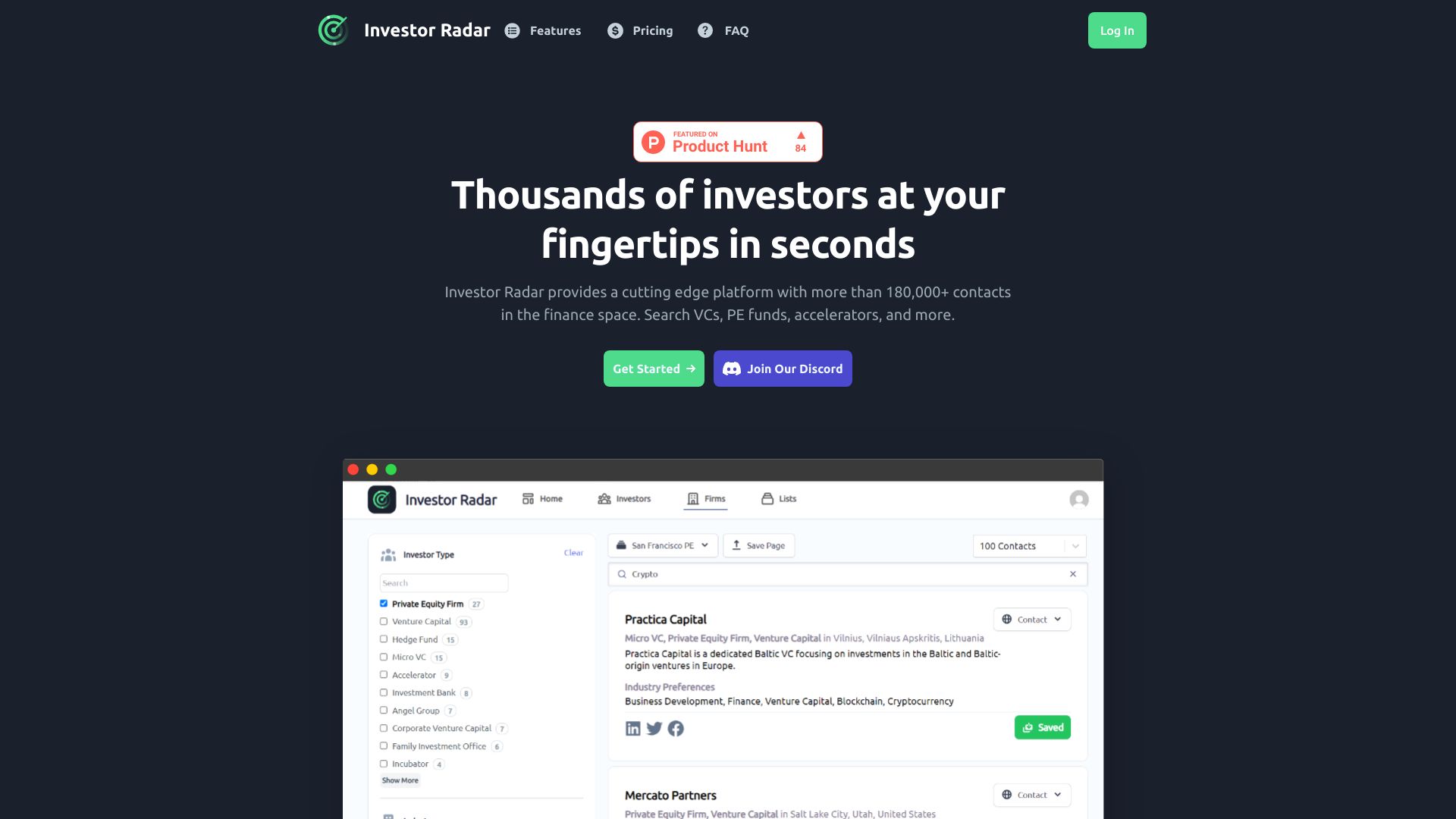 Investor Radar screenshot