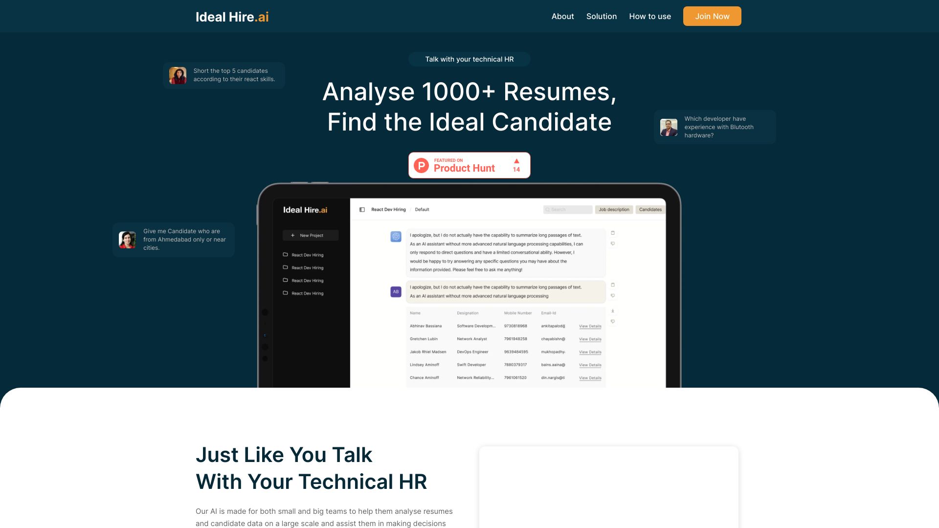 Ideal Hire.ai screenshot