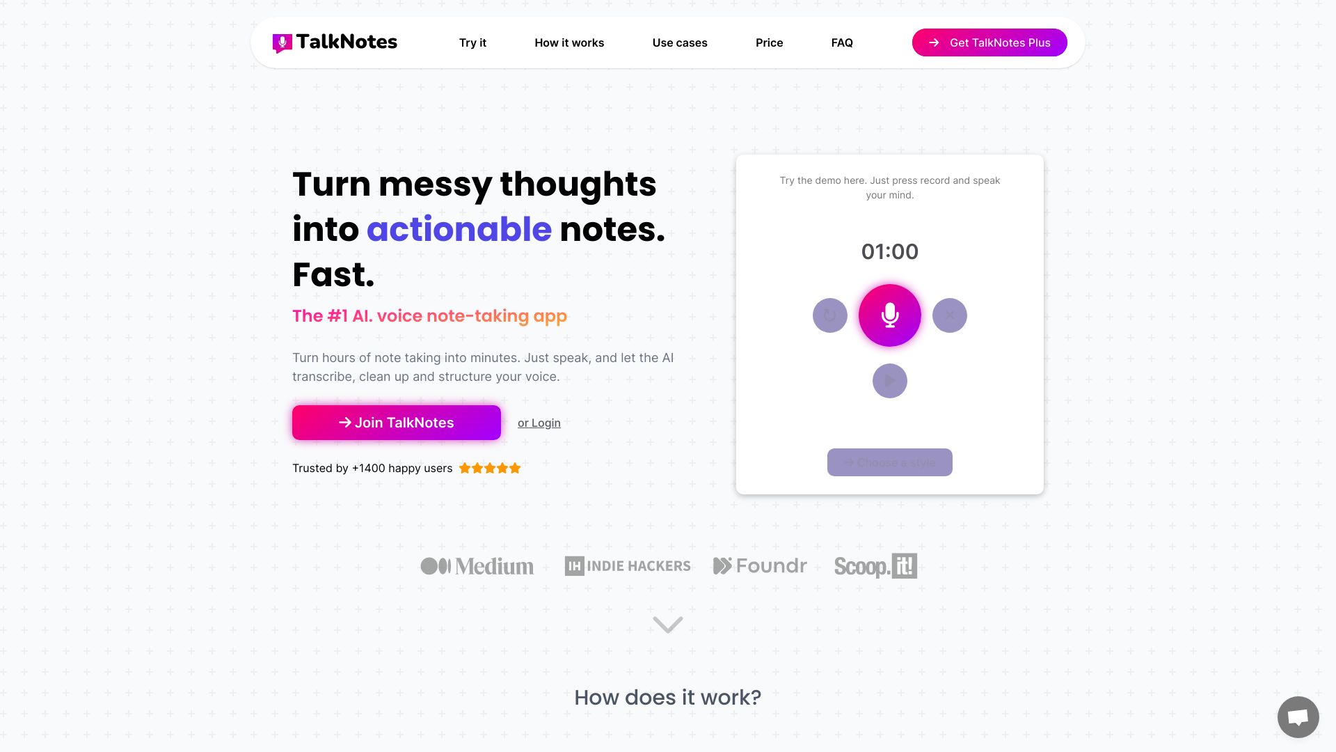 Talknotes screenshot