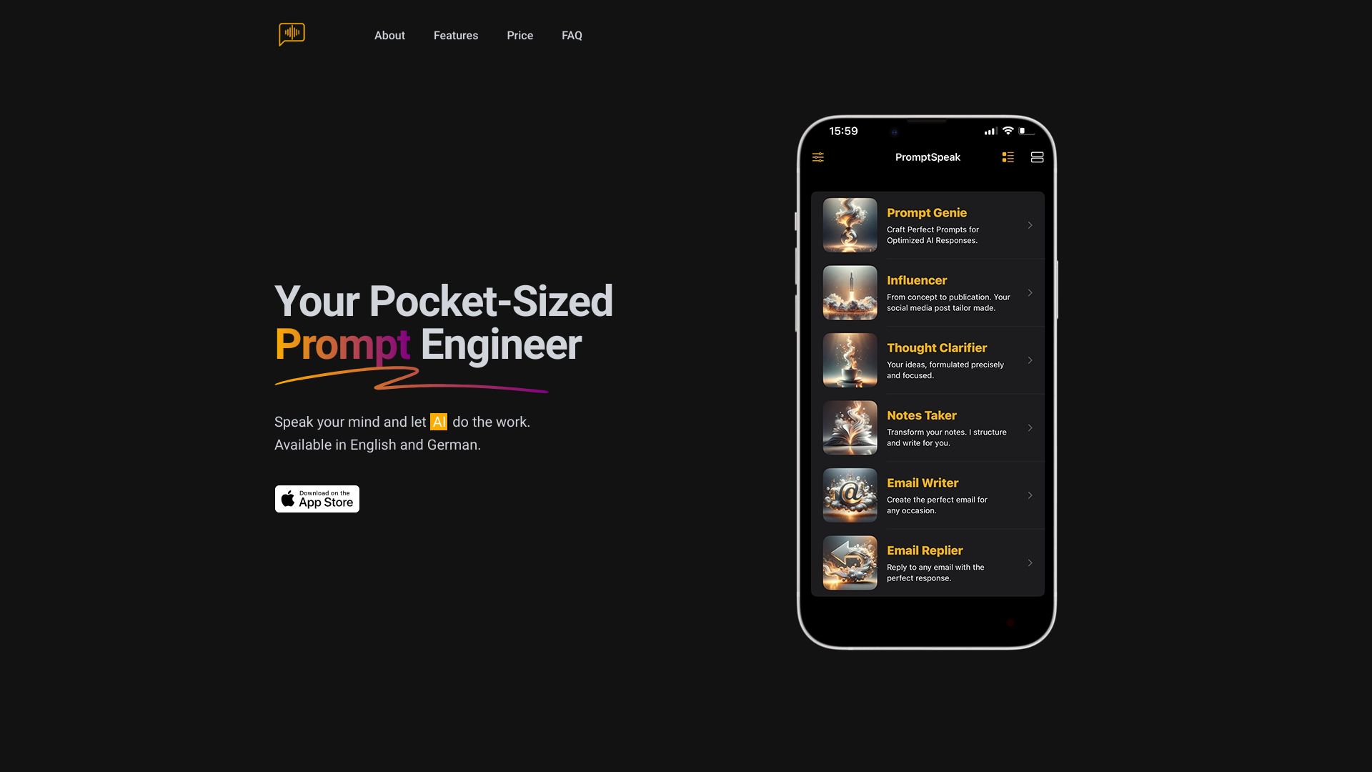 PromptSpeak.AI screenshot
