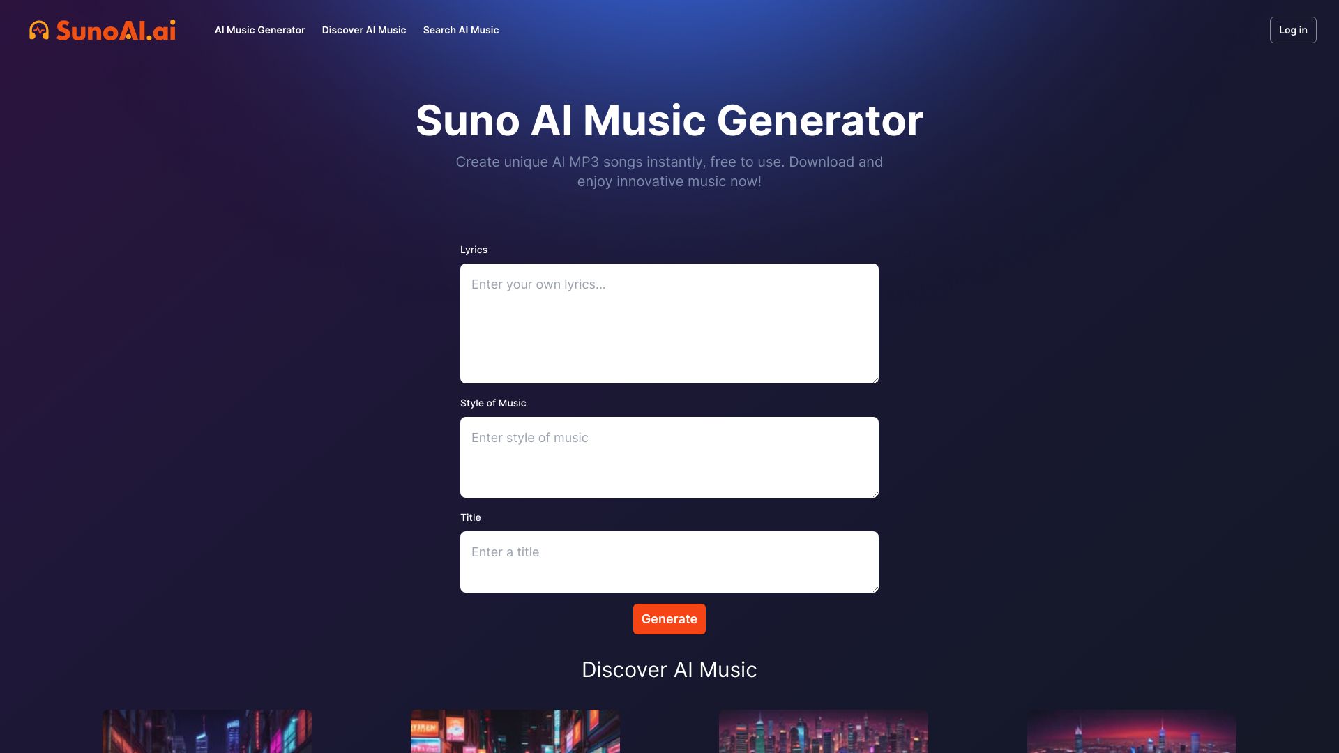 SunoAI.ai screenshot