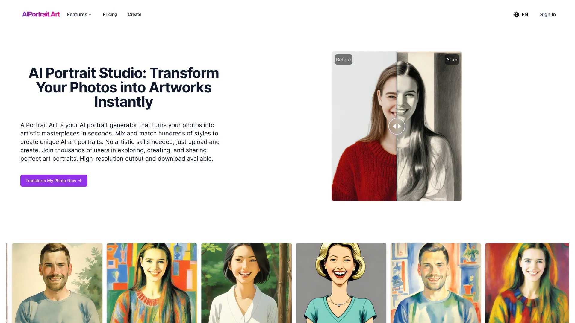 AIPortrait.Art screenshot