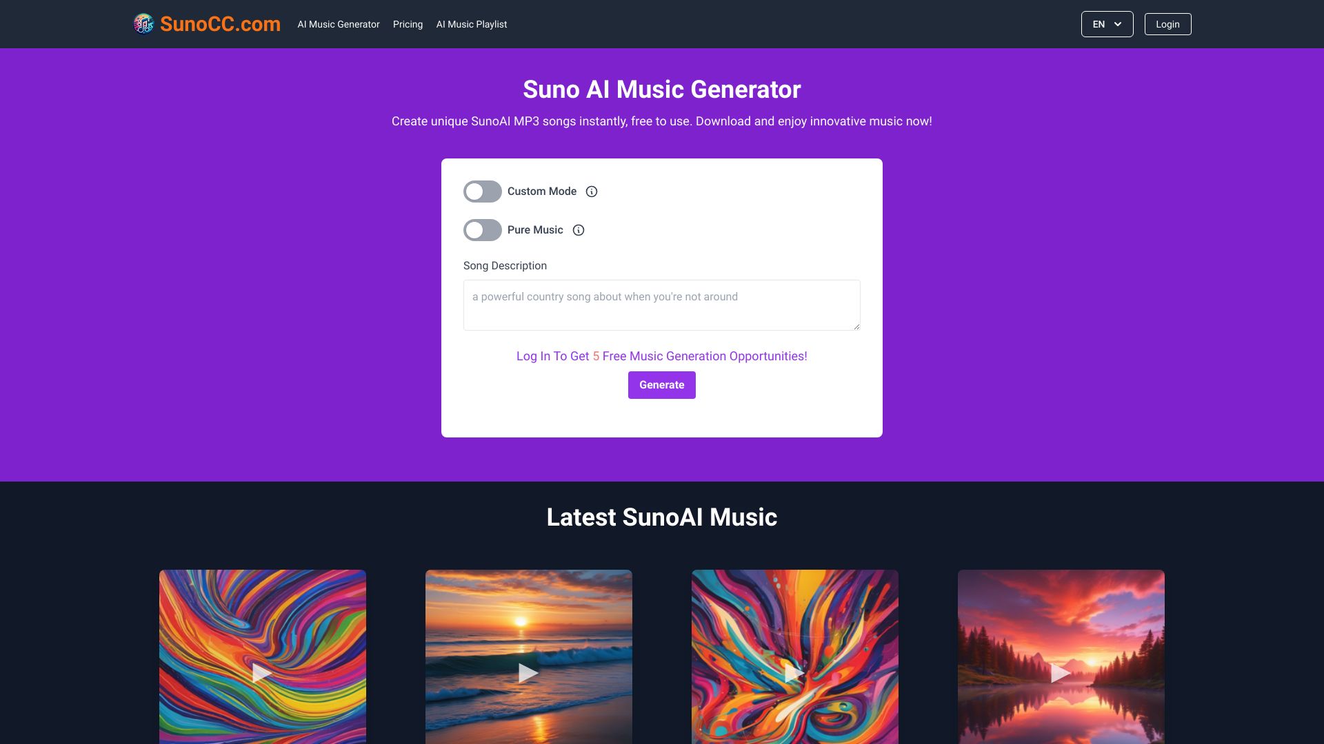 SunoCC.com screenshot