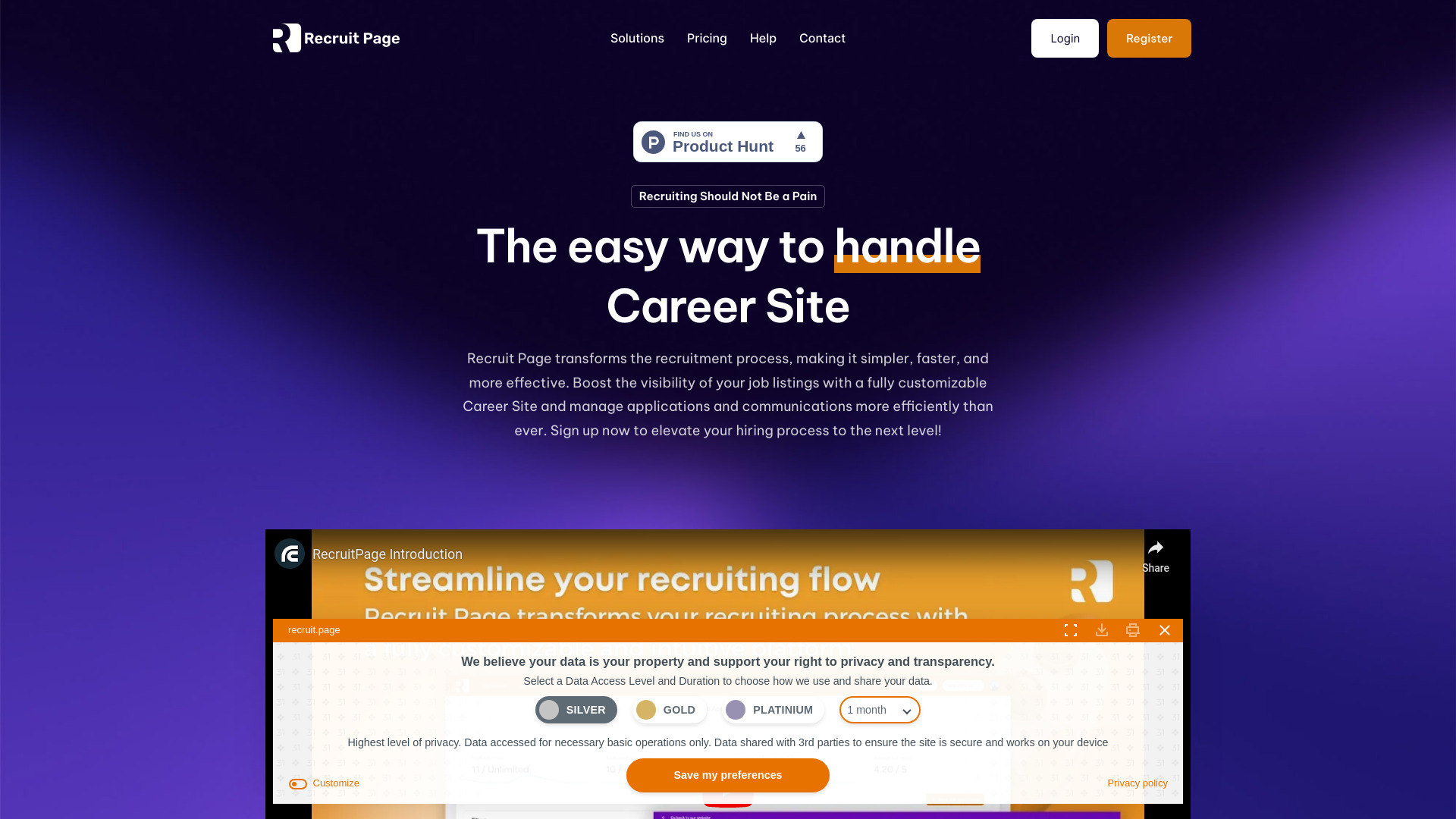 Recruit Page screenshot