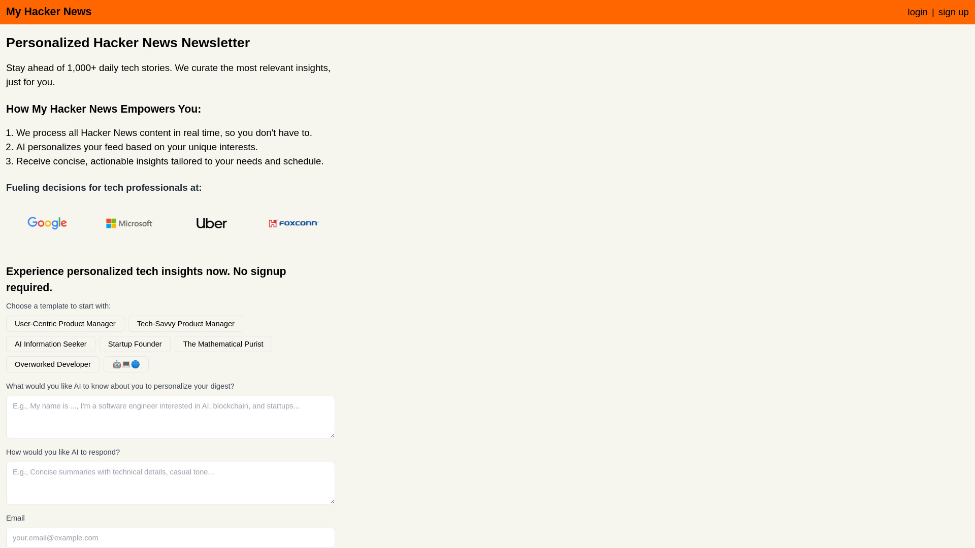 My Hacker News screenshot
