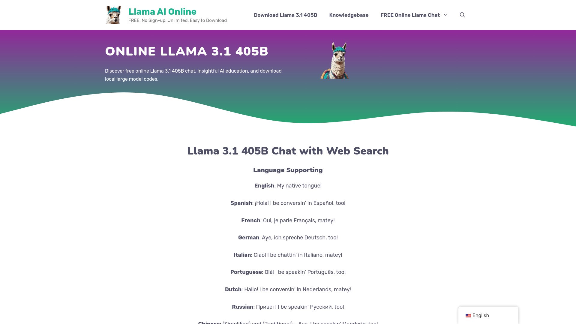 Llama AI Online screenshot