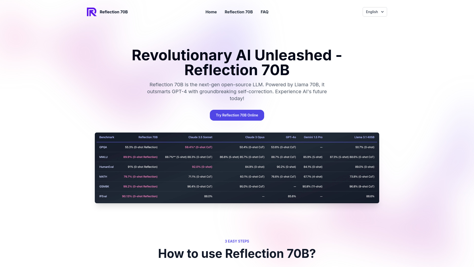 Reflection 70B screenshot
