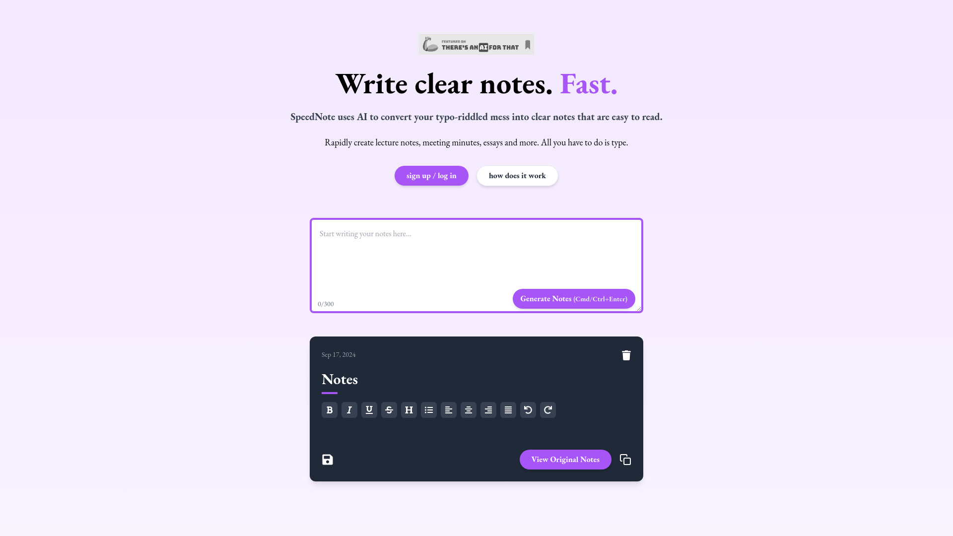 SpeedNote AI screenshot
