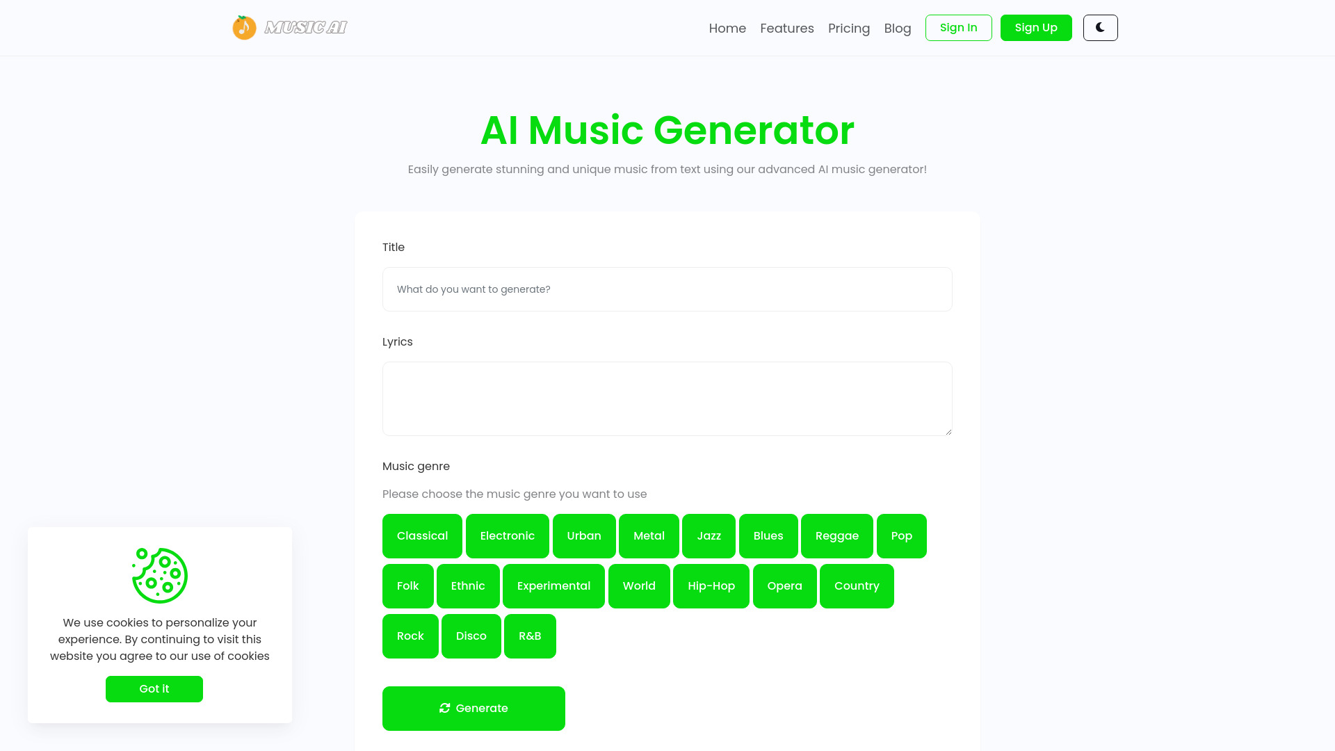 Music AI screenshot