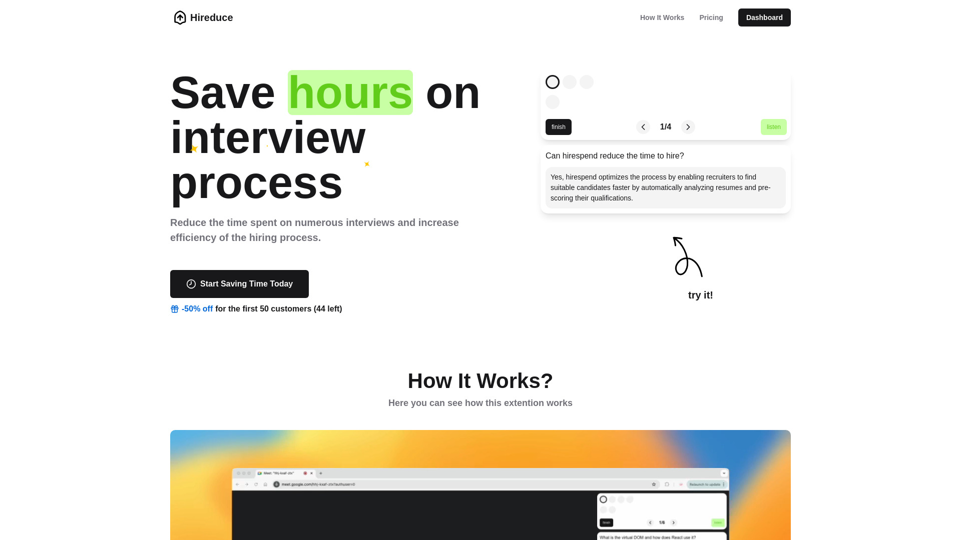 Hireduce screenshot