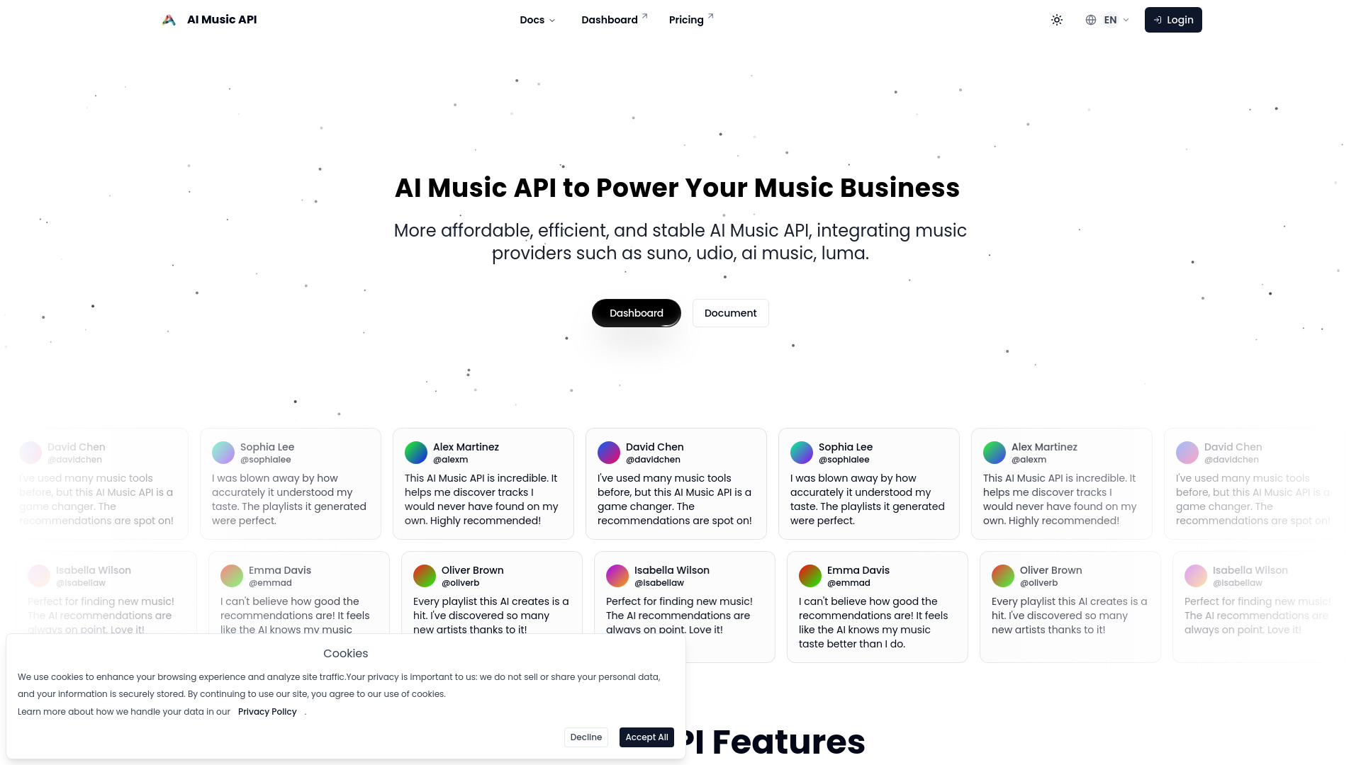 AI Music API screenshot