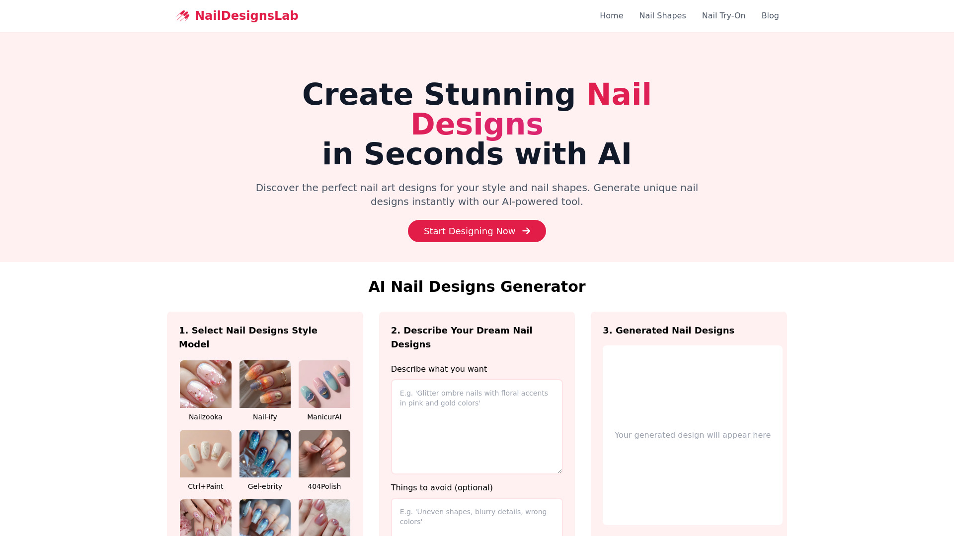 AI Nail Designs Lab screenshot