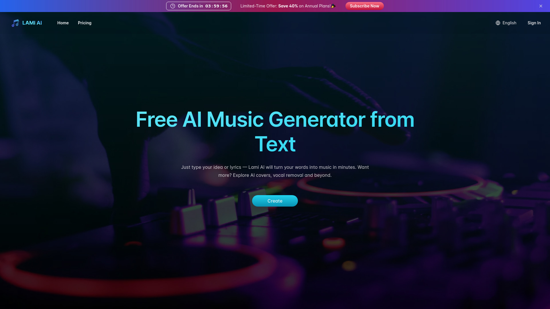 Lami.ai: Free AI Music Generator from Text screenshot