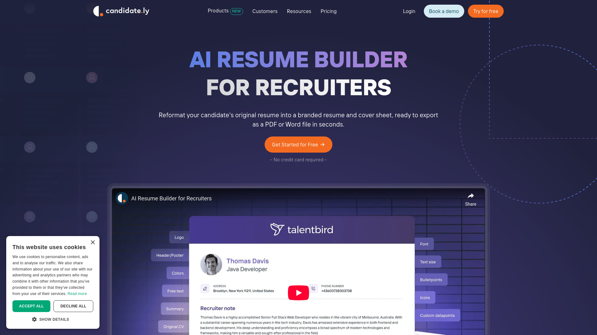 AI Resume builder for Recruiters screenshot