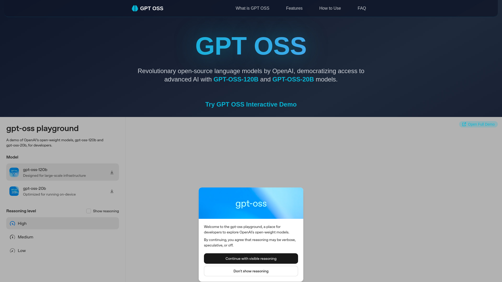 gpt oss screenshot