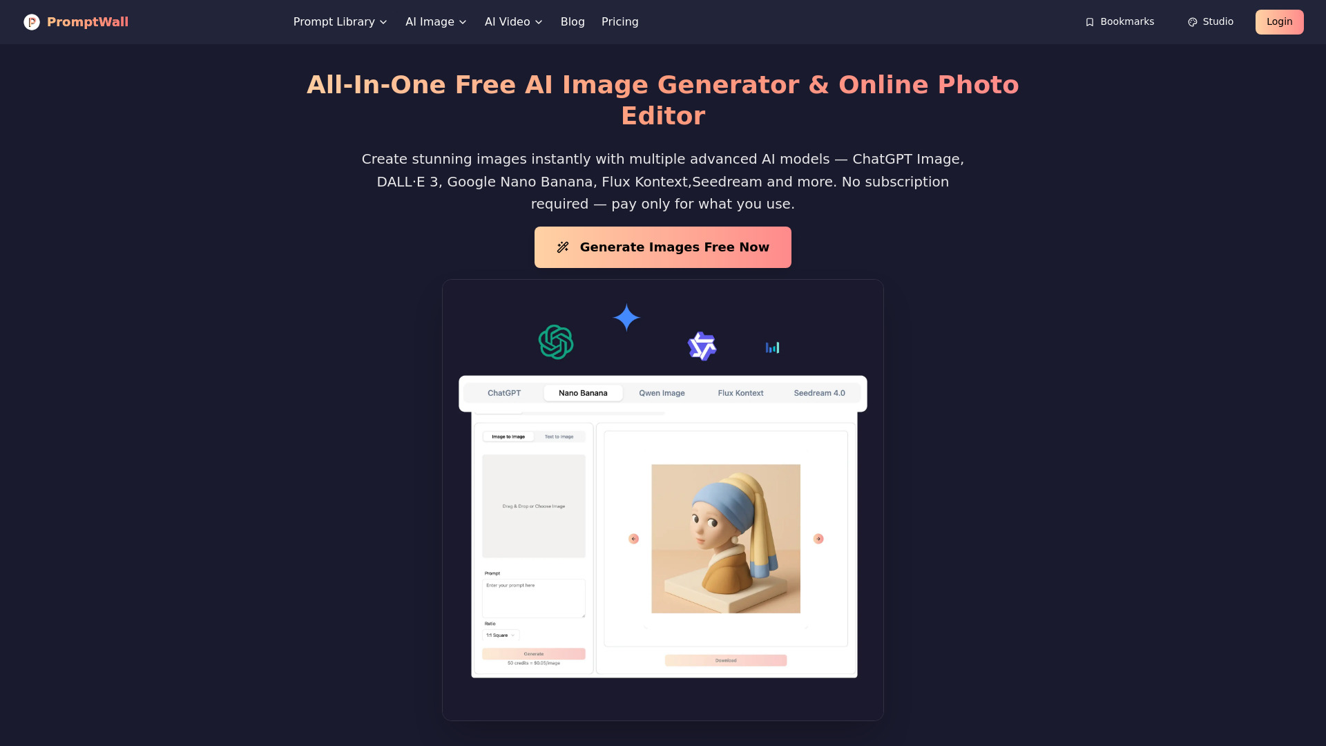 PromptWall:All-in-one AI Image Generator screenshot