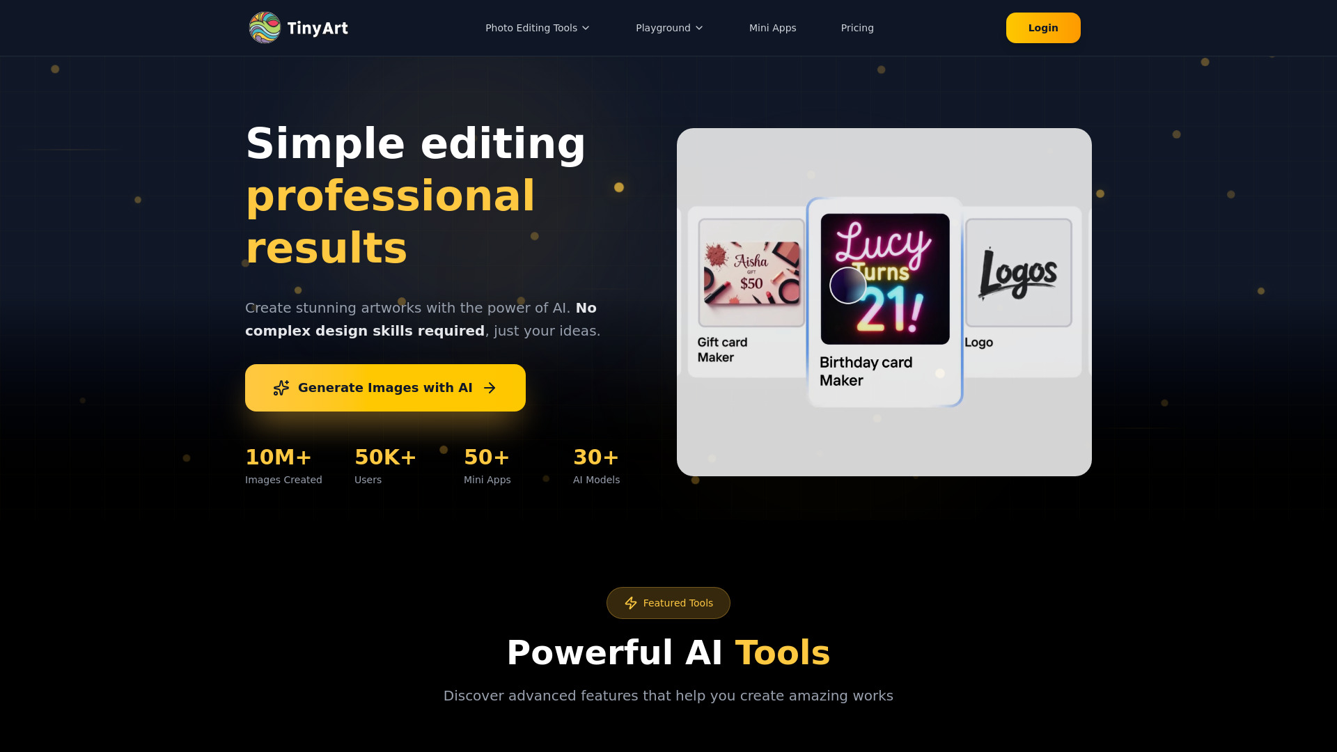 Free AI Photo Editing tool | Design posters, logos, youtube thumbnails, and more with AI screenshot