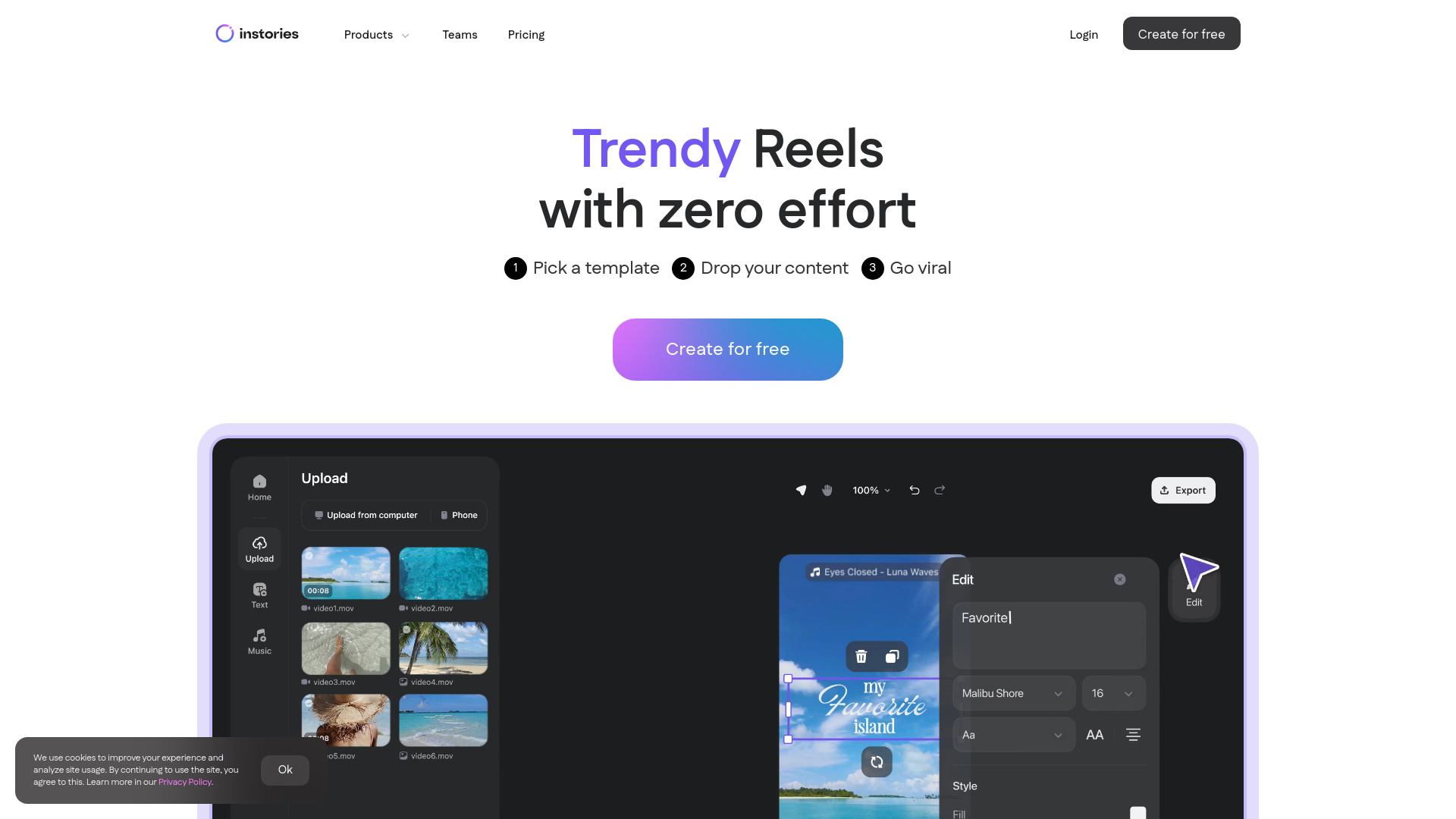 Instories screenshot