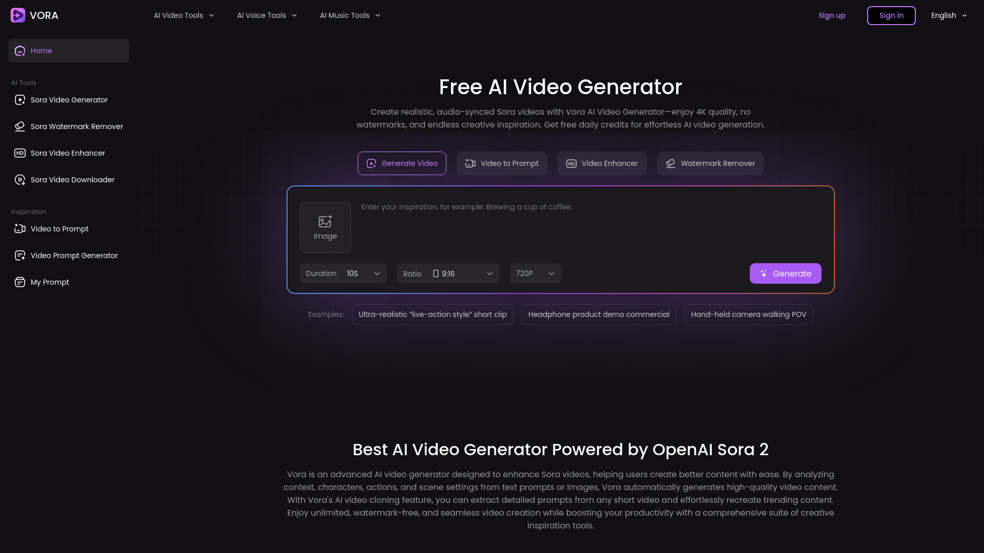 Vora screenshot
