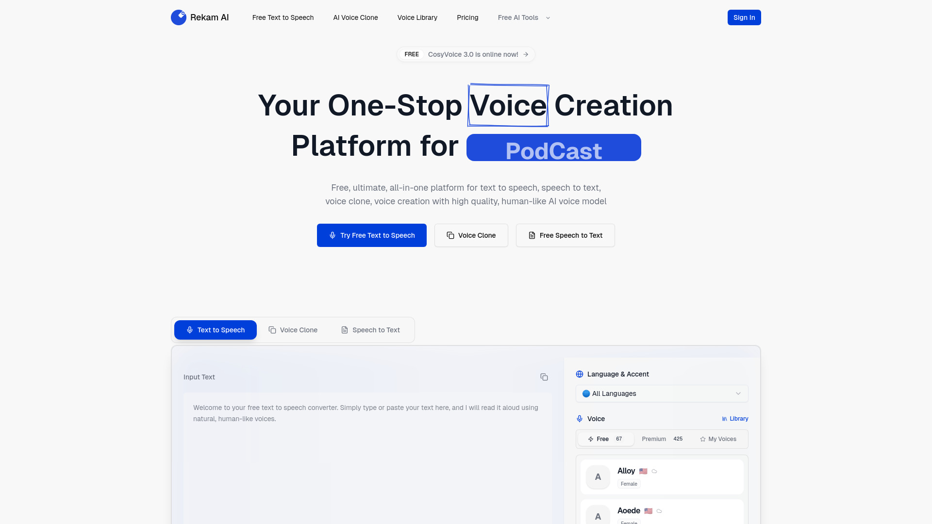Rekam AI-Your One-Stop Voice Creation Platform screenshot