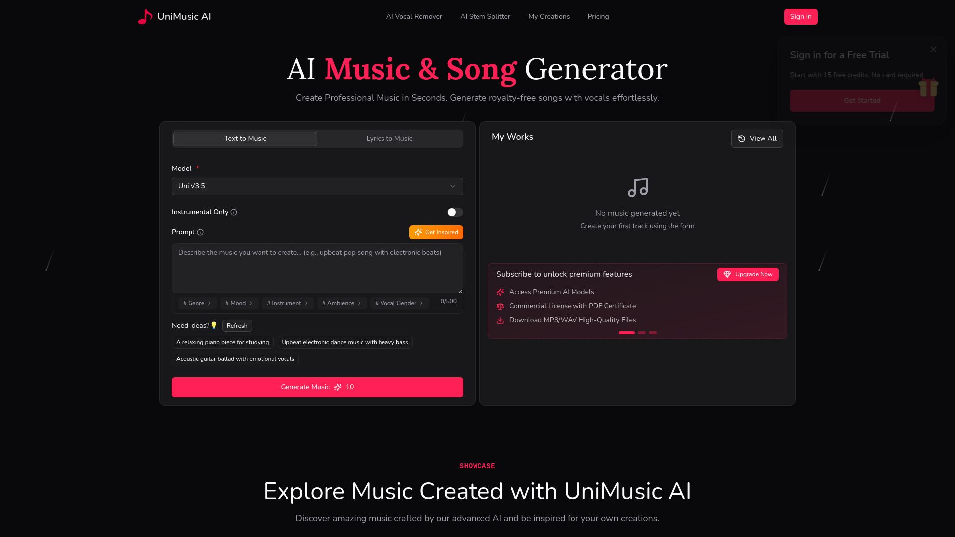 UniMusic AI screenshot