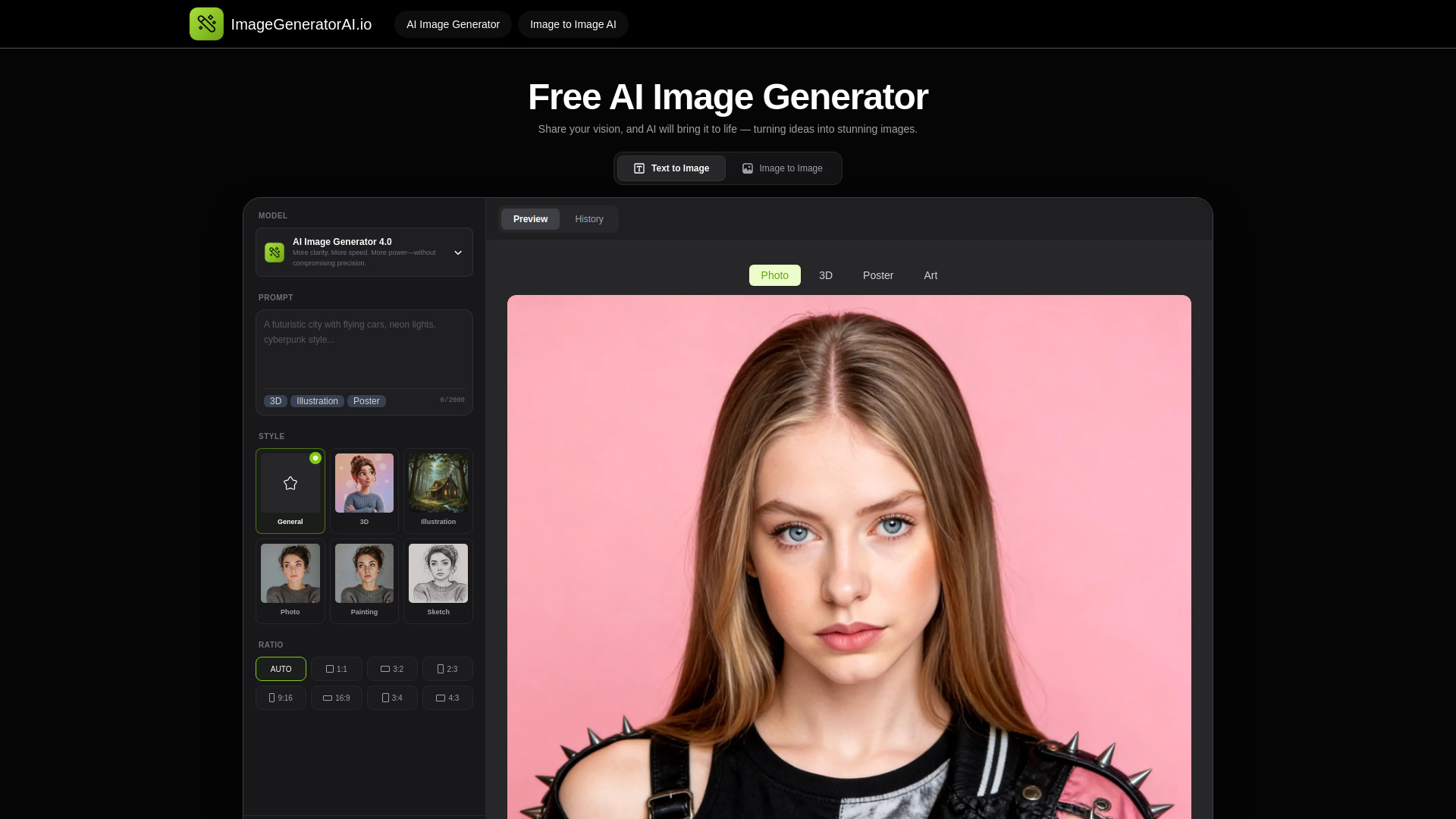 ImageGeneratorAI.io screenshot