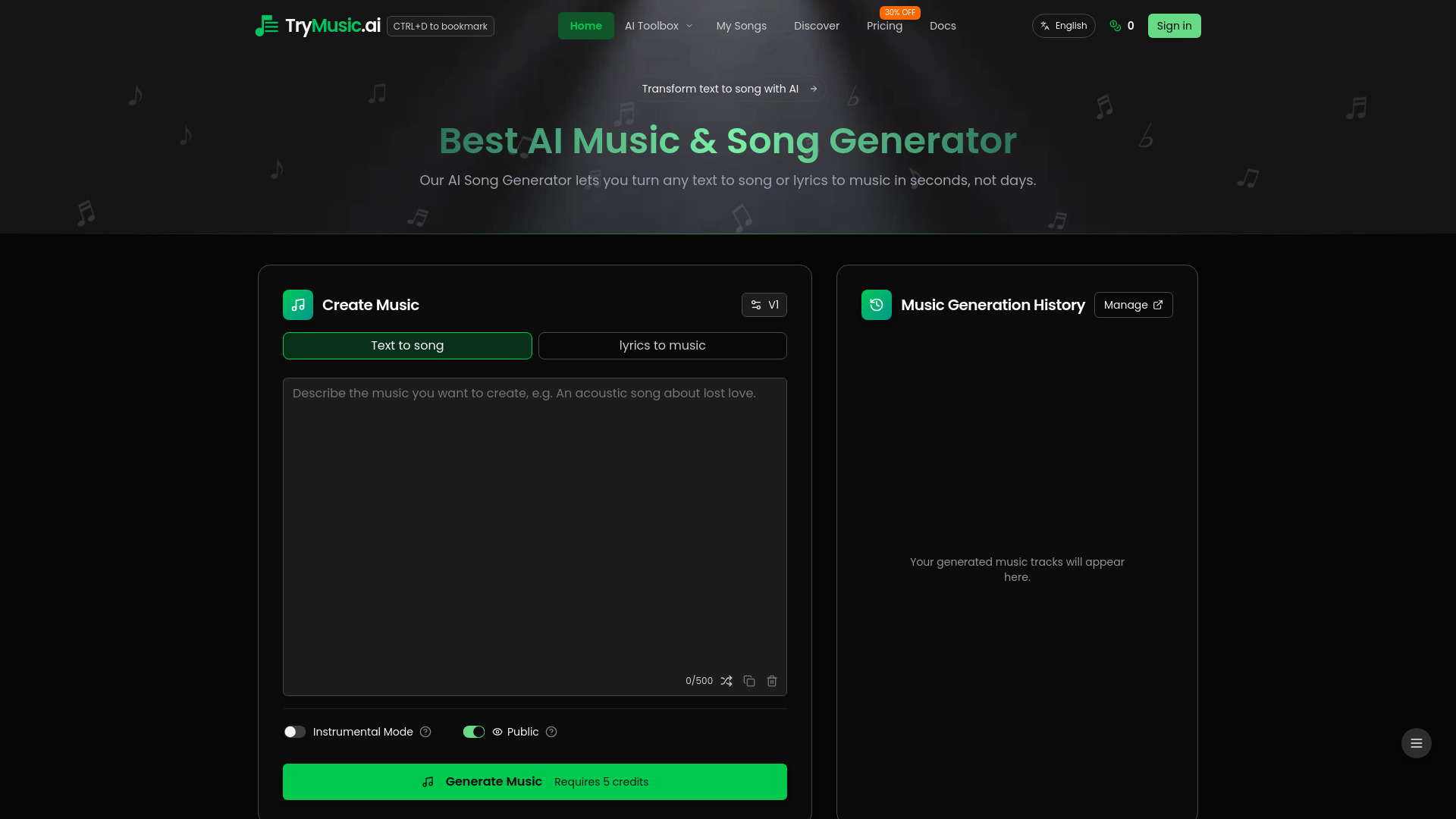 Trymusic AI screenshot