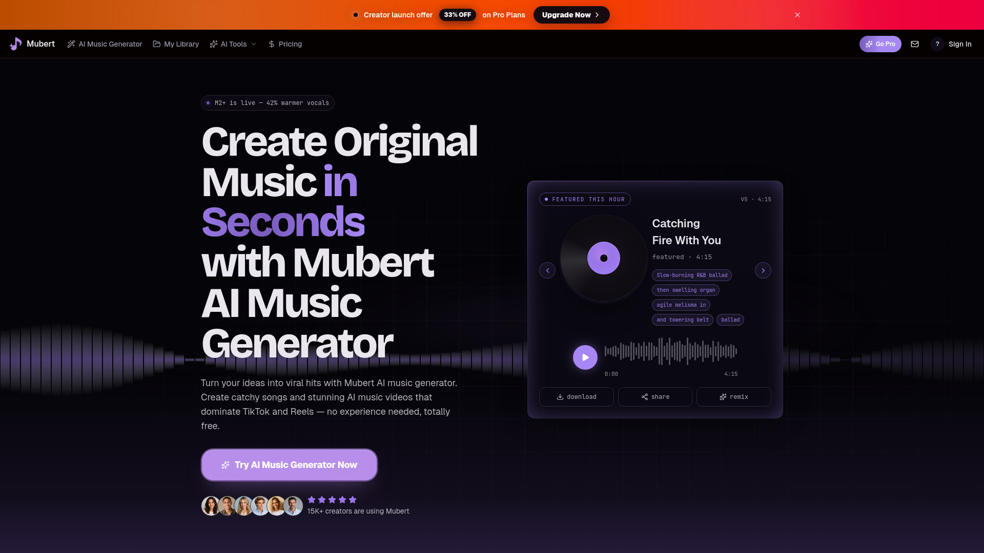 Mubert AI Music Generator screenshot