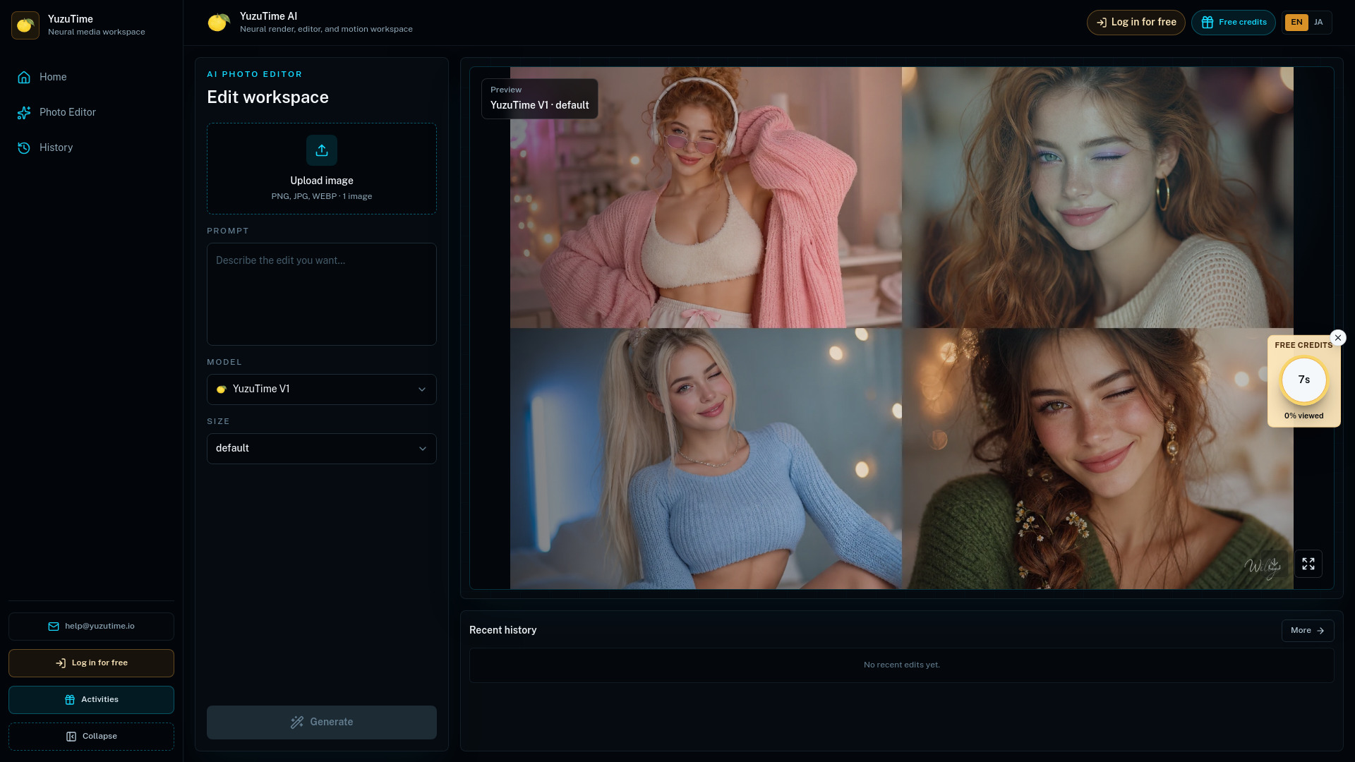 Free Al Photo Editor | YuzuTime Al screenshot