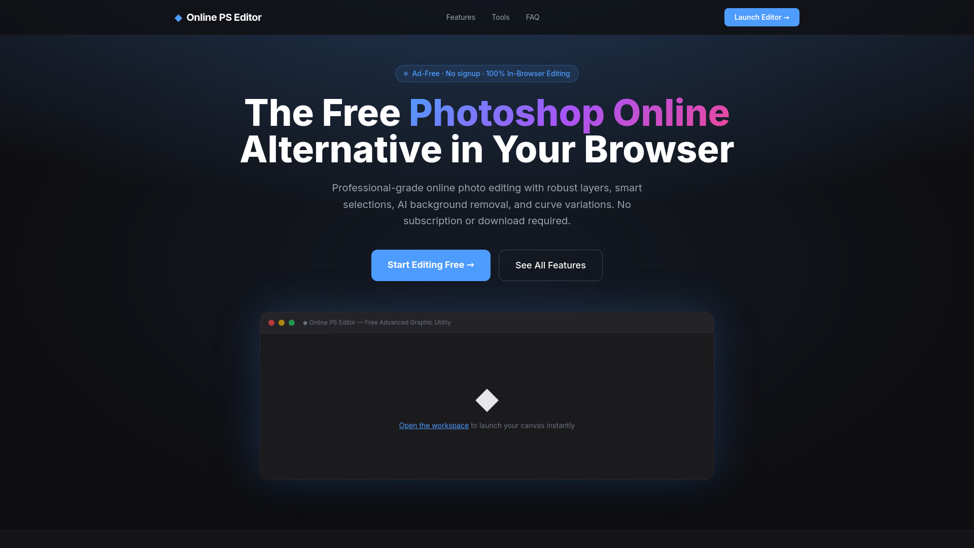 Online PS Editor screenshot