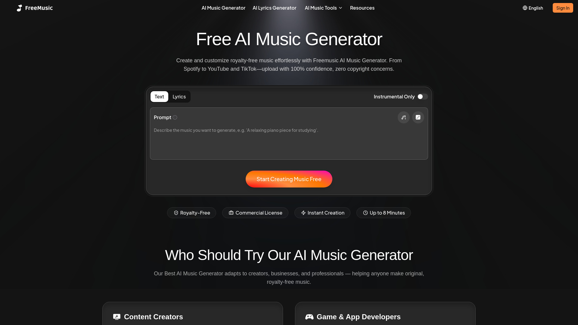 FreeMusic AI screenshot