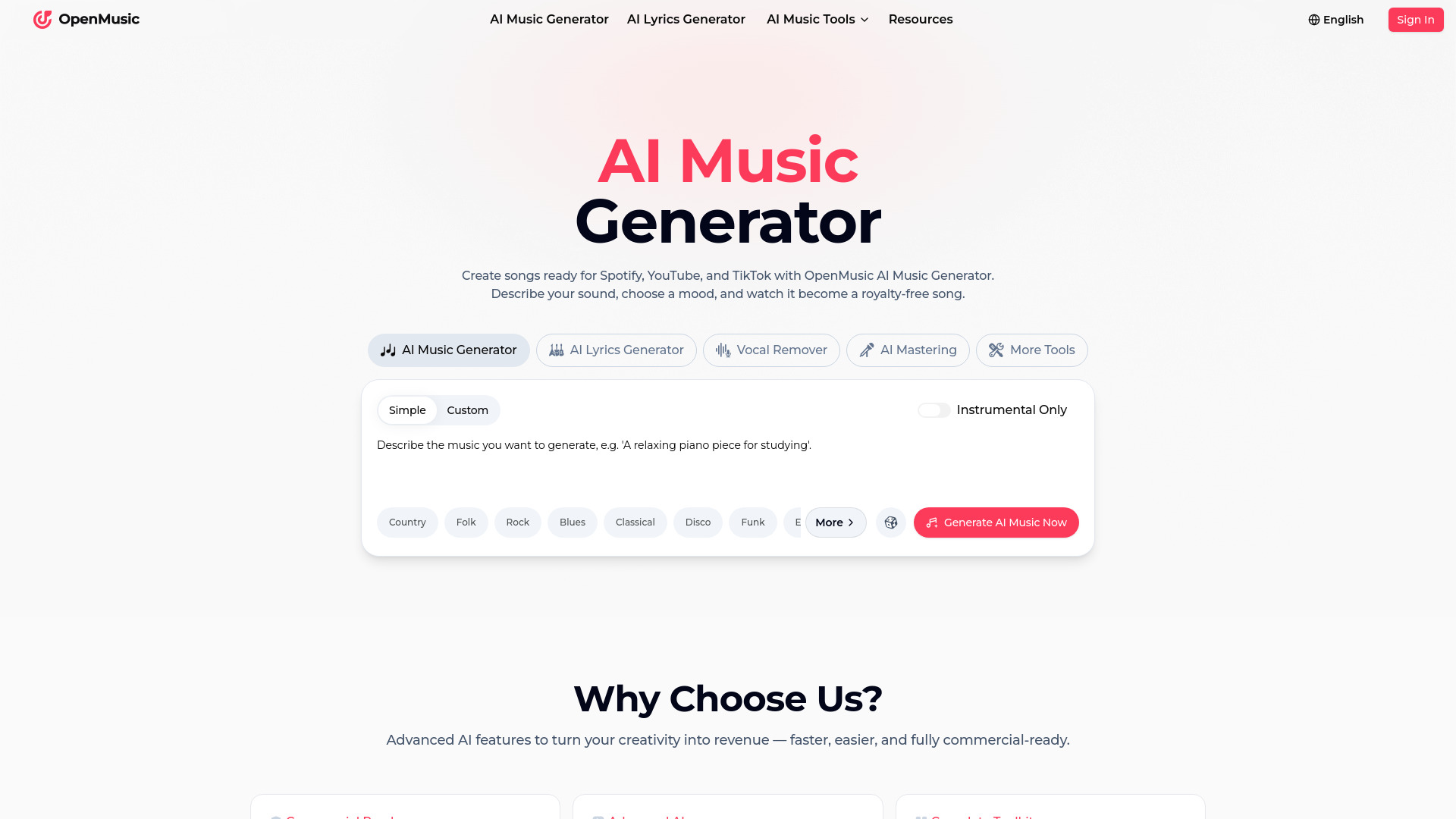 OpenMusic AI screenshot
