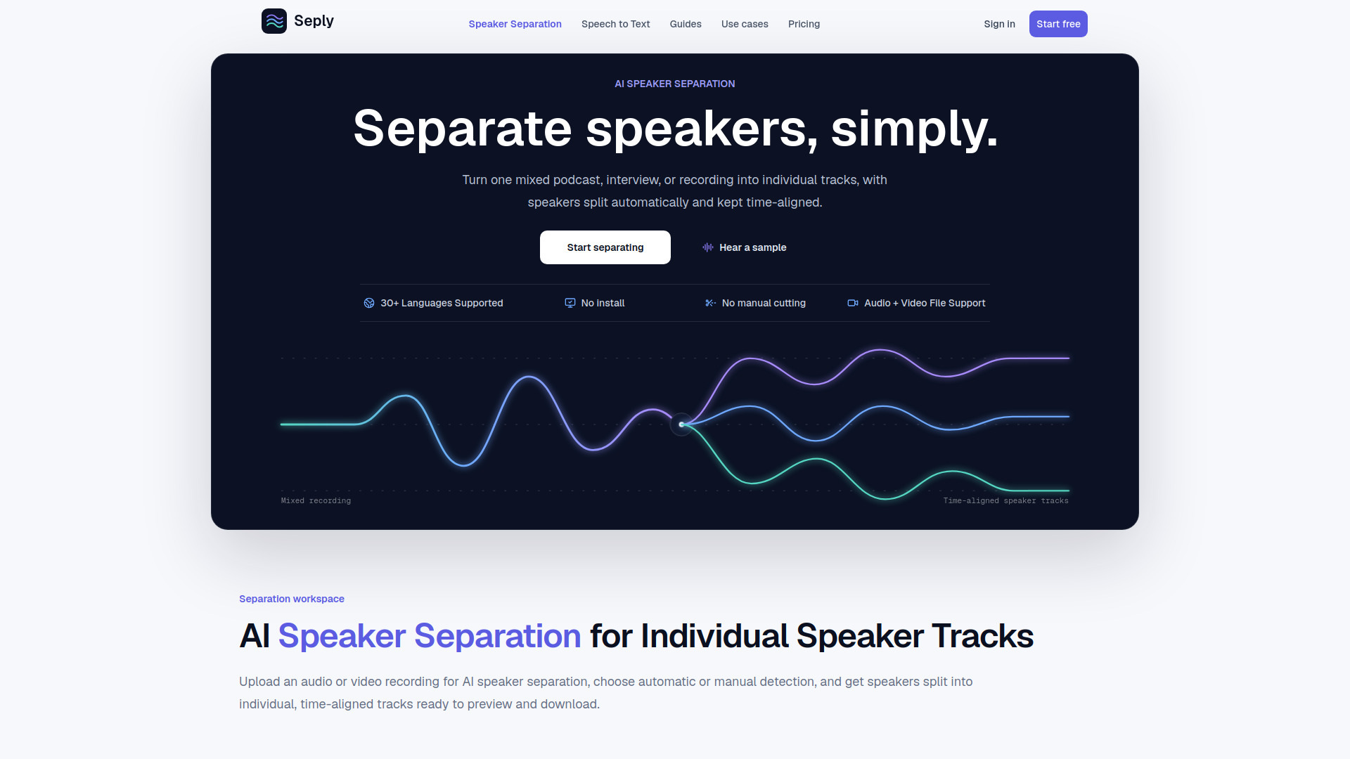 Seply Speaker Separation screenshot