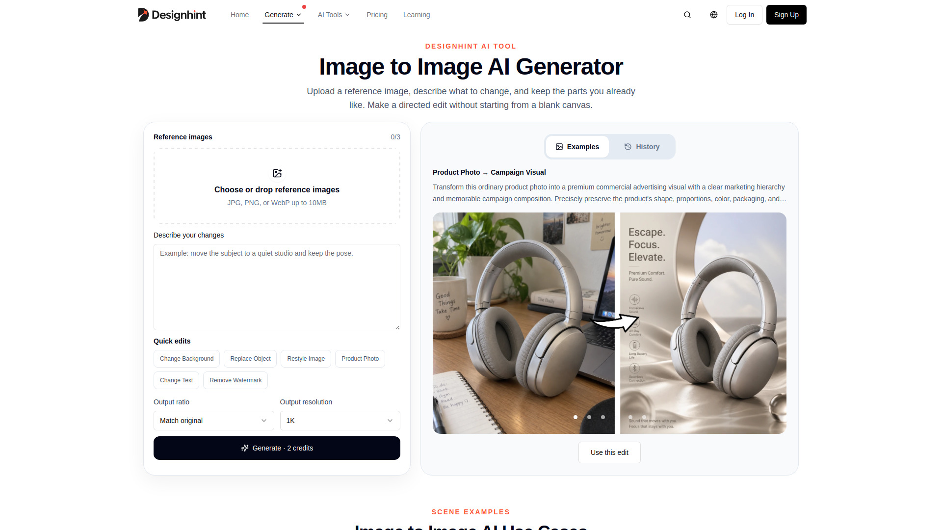 Designhint Image to Image AI screenshot