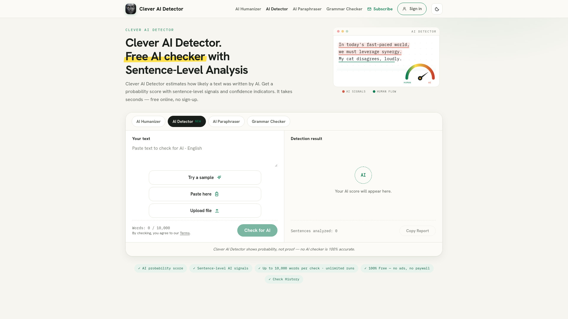 Clever AI Detector screenshot