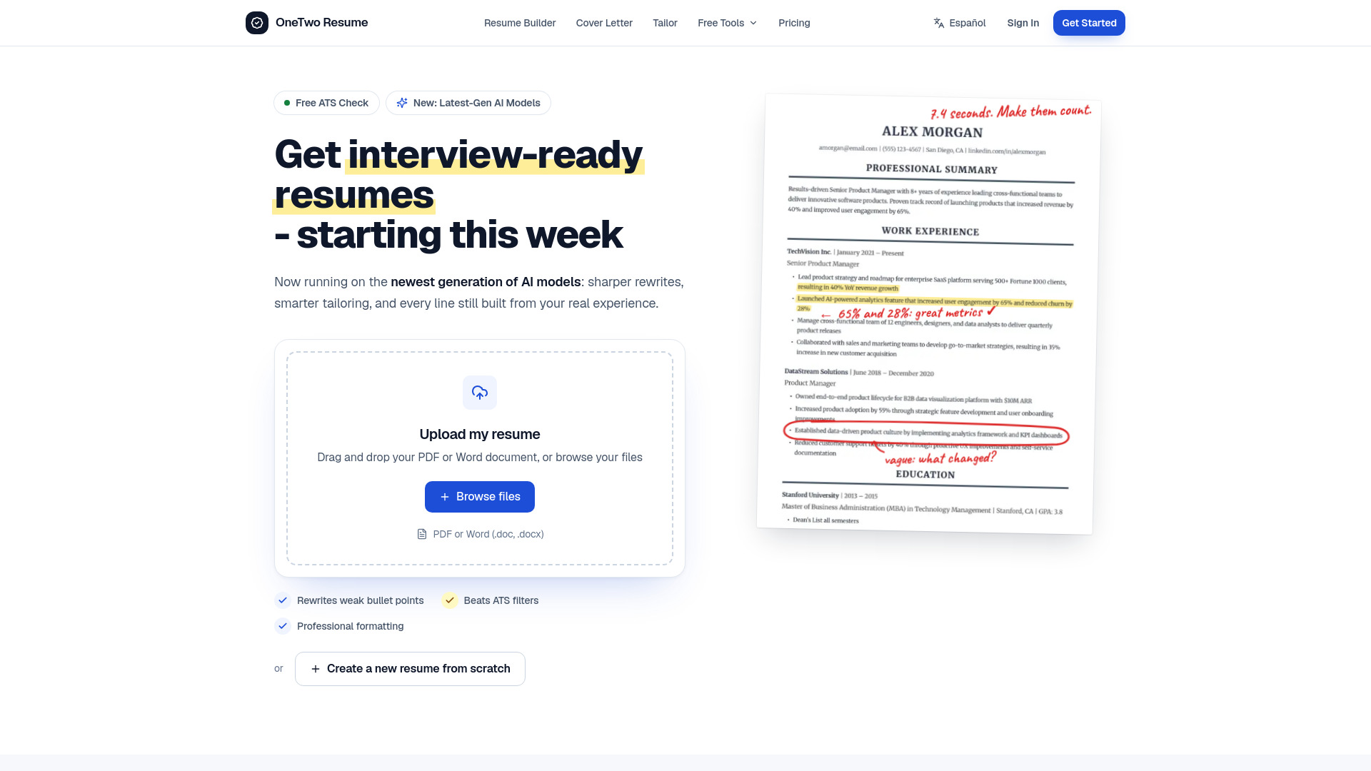 OneTwo Resume screenshot